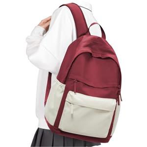 VGCUB Zaino Scuola Superiore Ragazza Zaino da Università Impermeabile Uomo Zaini per Scuola Superiore Media Ragazzo Leggero Resistente All'usura College Casual Backpack Bianco-rosso