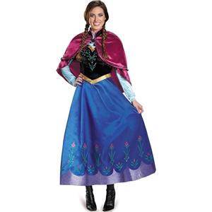 YOSICIL Costume Principessa Anna Donne Abito Anna con Capo Rosa Holloween Cosplay Carnevale Presepe Festa di Compleanno, Ricamo