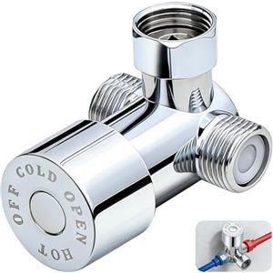 Mythlon Miscelatore termostatico, 3 vie, G1/2 pollice, miscelatore a temperatura regolabile con valvola di ritegno, miscelatore acqua calda e fredda per doccia, bagno, cucina, robusto rubinetto doccia, argent