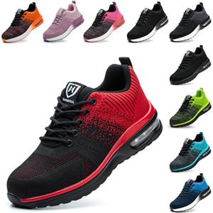 Baofular Scarpe Antinfortunistiche Uomo Donna Leggere Scarpe da Lavoro Comode Scarpe Sicurezza Antiscivolo Traspiranti Rosso 36 EU 230