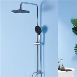 Auralum Colonna Doccia senza Miscelatore, Set Doccia con 25cm Soffione a Pioggia e Doccetta 4 Getti, Asta Doccia Regolabili 74-112cm, Saliscendi Doccia Acciaio Inox Adattarsi ai Fori Esistenti, Cromo