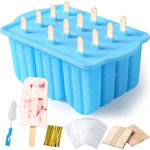 Sinnsally Stampi Ghiaccioli, Silicone Stampi per Gelato senza BPA,Stampo di gelato,Stampi Gelato Stecco,Stampi per Ghiaccioli in Silicone,Formine Ghiaccioli Riutilizzabili,Ghiaccioli Stampo (Blu)