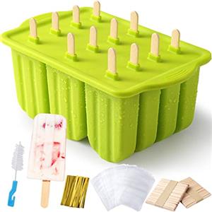 Sinnsally Stampi Ghiaccioli,Silicone Stampi per Gelato senza BPA,Stampo di gelato,Stampi Gelato Stecco,Stampi per Ghiaccioli in Silicone,Formine Ghiaccioli Riutilizzabili,Ghiaccioli Stampo(Verde)