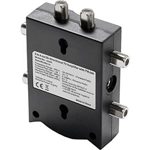 Klanata Amplificatore di segnale per antenna TV bidirezionale con 2 ingressi e 4 uscite - Booster e splitter con distribuzione a basso rumore per uso interno con percorso inverso e