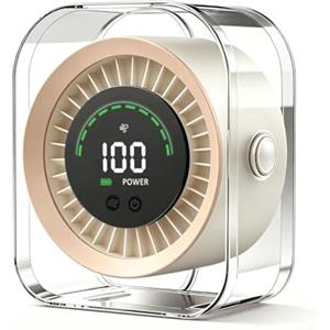 DDKJ Ventilatore da Tavolo Silenzioso con Batteria 4000mAh, Display LED Carica e Ricarica Type-C, Ventilatore Scrivania 5+100 Velocità, Fino a 17h di Autonomia per un Riposo Sereno in Camera e Soggiorno