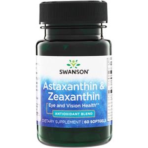 Swanson Astaxantina e Zeaxantina - 60 softgels, potente miscela antiossidante per visione, cervello e pelle
