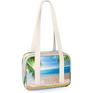 TropicalLife Borsone sportivo con foglie di palma, mare, spiaggia, mini borsa da palestra, leggera, casual, da viaggio, per bambini, ragazze, ragazzi, donne, uomini