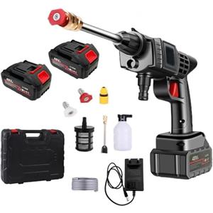 AKIZA Idropulitrice Elettrica ad Alta Pressione Portatile con 2 Batterie da 48V e Accessori Fresa per Pulizia Auto Giardino e Superfici Esterne