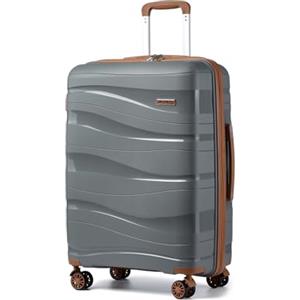 KONO Valigia Media Rigida da 65cm Trolley Medio Leggero Polipropilene Valigie con TSA Lucchetto e 4 Ruote (Grigio)
