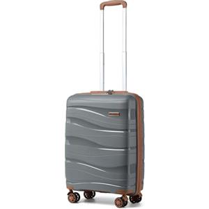 KONO Valigia Trolley da 56cm Rigida e Leggero Polipropilene Valigie con TSA Lucchetto e 4 Ruote (Grigio)