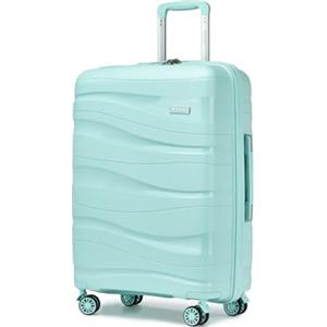 KONO Valigia Media Rigida da 65cm Trolley Medio Leggero Polipropilene Valigie con TSA Lucchetto e 4 Ruote (Verde chiaro)