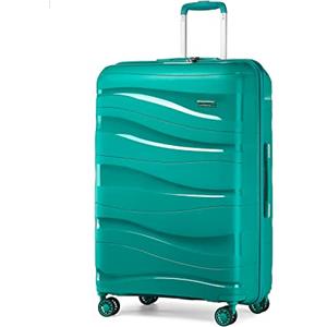 KONO Valigia Media Rigida da 65cm Trolley Medio Leggero Polipropilene Valigie con TSA Lucchetto e 4 Ruote (Verde)