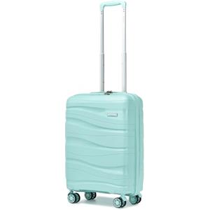 KONO Valigia Trolley da 56cm Rigida e Leggero Polipropilene Valigie con TSA Lucchetto e 4 Ruote (Verde chiaro)