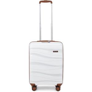 KONO Valigia Trolley da 56cm Rigida e Leggero Polipropilene Valigie con TSA Lucchetto e 4 Ruote (Bianco Crema)