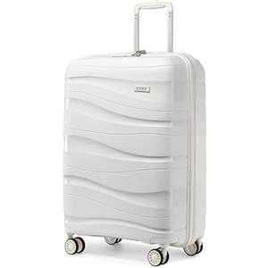 KONO Valigia Trolley da 56cm Rigida e Leggero Polipropilene Valigie con TSA Lucchetto e 4 Ruote (Bianco)