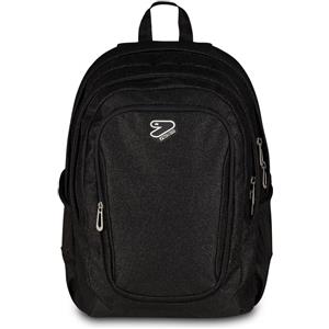 Seven Tech Shiny - Zaino Doppio Scomparto Nero con Tasca Porta PC e Porta Borraccia, Ideale per Scuola Media e Superiore