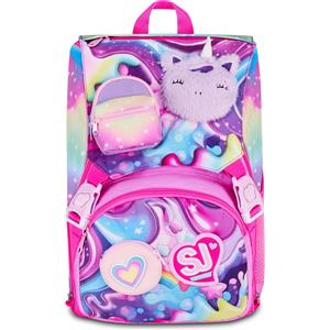 SEVEN Zaino Scuola SJ Gang Soft Pouch Girl 24L Estensibile con Peluche Unicorno e Taschini Multicolor