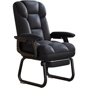 HAQMG Sedia Ufficio Ergonomica Senza Ruote, Poltrona Gaming da Camera da Letto, Poltrona Relax Divano Libero Sedia da Studio (Black w/footrest)