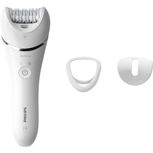 Philips Epilator Series 8000, dispositivo di epilazione Wet & Dry cordless per gambe e corpo con testina per zone delicate e testina per contatto ottimale con la pelle, modello BRE700/00