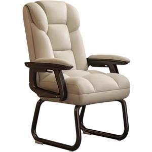 HAQMG Sedie Ufficio Ergonomiche Poltrona Ufficio Senza Ruote, Computer Poltrona Gaming da Camera da Letto Sedia, Poltrona Relax Sedia da Ufficio Divano Libero Sedia da Studio(Beige)