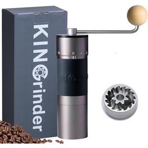 KINGrinder Macinacaffè manuale K6 con manico dritto, 240 impostazioni di macinatura regolabili, per caffettiera, gocciolamento, espresso con consistenza di montaggio, in acciaio inox, capacità 35 g