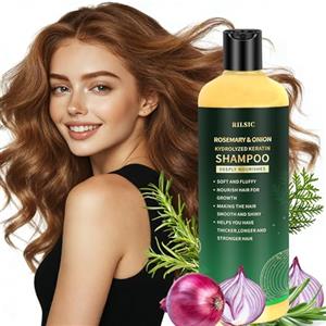 RILSIC 500ML Shampoo Rosmarino & Cipolla, Rosemary Shampoo, Naturale, Addensante e Rinforzante con Cheratina Idrolizzata per Donna Uomo Capelli Diradati/Grassi/Perdita di Capelli (Green)
