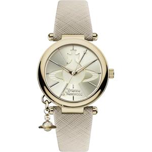 Vivienne Westwood Orb Pop Orologio con Display Analogico al Quarzo da Donna con Cinturino in Pelle e Quadrante Dorato VV006GDCM