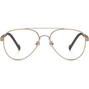 KoKoBin Occhiali da lettura vintage con montatura in metallo stile aviatore a forma di rana, lenti anti luce blu per uomo e donna, occhiali da computer (Oro, 2.5)