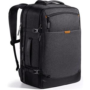 Inateck 38.5-46.2L Zaino Viaggio Espandibile, Bagaglio a Mano, per Uomo e Donna Compatibile con 15.6 Pollici Laptop, Resistente agli Spruzzi, Nero