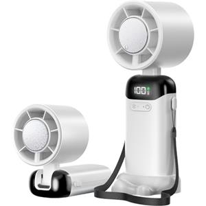 Jsdoin mini ventilatore portatile ricaricabile,5 velocità Turbo ventilatore usb da tavolo,ventilatore piccolo portatile a batteria, per casa, ufficio, camera da letto, viaggi e all'aperto (Bianco)