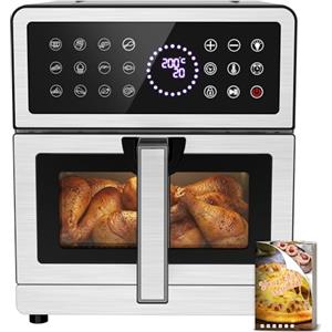Emphsism Friggitrice ad Aria 8L XXL | Airfryer Su/Giù Doppi Resistenza, Friggitrice Aria Visiva con Luce Integrata 12 Programmi 2150W Corpo in Metallo, Air Fryer con Ricettario Max 200°C Adatto All Familiare