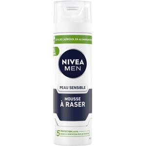 NIVEA MEN Schiuma da barba per pelli sensibili (200 ml), crema da barba arricchita con camomilla e amamamelide, cura da barba 0% alcol per uomini