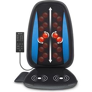 Comfier Shiatsu Massaggiatore Schiena con Calore - Cuscino Sedile Massaggiante con Impastamento Tessuto Profondi, Massaggiatore Elettrico per corpo a Casa o da Ufficio