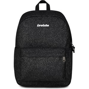 Invicta Zaino Scuola Carlson Shine, Nero, 24 L, Effetto brillantini, Monoscomparto, Tasca interna con zip, Scomparto porta pc ablet, Tasca laterale portaborraccia, Scuola media e superiore, Ragazza