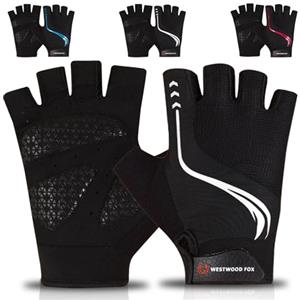 WESTWOOD FOX Guanti da ciclismo per uomo e donna, traspiranti, a mezze dita, per mountain bike, con palmo imbottito e ammortizzante, per mountain bike, sport da allenamento (Bianco, S)