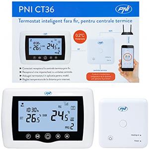 PNI Termostato intelligente PNI CT36 wireless, con WiFi, controllo Internet, per centrali termiche, APP TuyaSmart