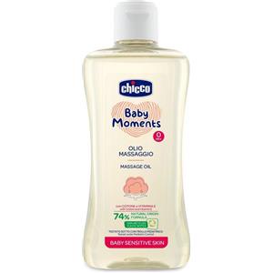Chicco Baby Moments Olio Massaggio Sensitive 200ml - Formula Naturale con Olio di Cotone e Vitamina E