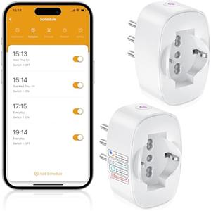 SURFOU Presa Smart WiFi, Presa Elettrica Intelligente Italiana Tipo L con Timer, Compatibile con Alexa e Google Home, Funzione Temporizzata Domotica con Misuratore di Consumo, Smart Life/Tuya, 2 Pezzi