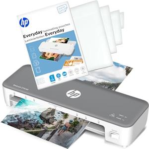 HP OneLam 270 A4 plastificatrice (laminazione a caldo) con pellicola laminata HP Everyday Starter Set 80 micron composto da 100 fogli A4/A5/A6 e biglietti da visita