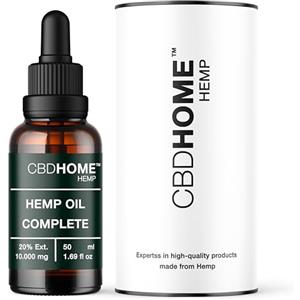 CBD HOME Olio di Semi di Canapa Max 20% - 50 ml - Base di Cocco e Semi di Canapa Biologici - Spremuto a Freddo - Senza Additivi né Solventi - 100% Vegetale - Certificato Biologico UE