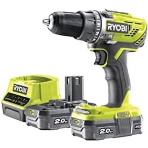RYOBI trapano avvitatore RYOBI 18V 2.0Ah LithiumPlus OnePlus 2 batterie - Quick Charger 2.0Ah R18DD3-220S