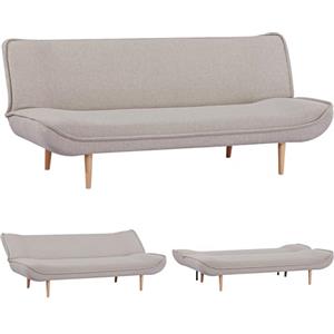 EVERGREENWEB MATERASSI & BEDS EVERGREENWEB Divano Letto 3 Posti Clic Clac in Tessuto Imbottito colore Beige, Design Moderno, Schienale Reclinabile, Regolabile su 3 Livelli, Trasformabile in Comodo Letto, Gambe in Legno | SOFLA