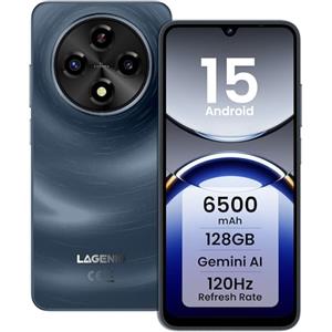 LAGENIO A12 Android 15 Telefono Cellulare, 12GB+128GB/1TB TF, 6.9" HD+Schermo/120Hz Smartphone, Octa-Core, Batterie 6500mAh, Caméra AI 13MP/Widevine L1/OTG/Dual Nano SIM/Face ID