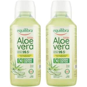 Equilibra Integratori Alimentari, Aloe Vera Extra 99,5%, Integratore Aloe Vera da Bere Puro o Diluito, Aloin Free, Detox, Pura Polpa, Senza Aggiunta di Acqua, Prodotto Vegano, Senza Glutine, 500 ml