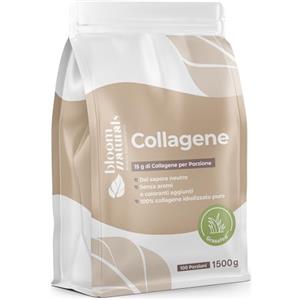 Bloom Naturals Beauty Supplements Collagene Idrolizzato in Polvere 1500 g (1,5 kg) - 15 g per Porzione - Gusto Neutro - Peptidi di Collagene Tipo 1 e 3 - Colageno Hidrolizado - Collagen Peptides Powder - Prodotto in Germania