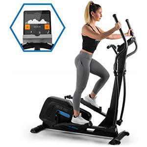 CAPITAL SPORTS Helix - Ellittica da Casa, Cross Trainer, Training Computer, Crosswalker, BT, Trasmissione Cinghia, Porta Tablet, Presa Ricarica USB, Nero, Volano 20 kg, Stile: Pro