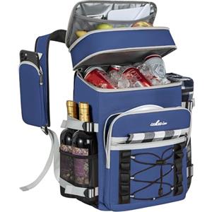 OUUTMEE Zaino isotermico a doppio scomparto - grande capacità 30 l per refrigeratore morbido, borsa da picnic con frigorifero portatile, ideale per picnic e campeggio (blu)