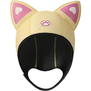 Zunishaone Cappello da sub in neoprene, con orecchie da gatto, 3 mm, termico, comodo e aderente, per donne e bambini, snorkeling, surf, nuoto, immersioni, protezione flessibile e calda per