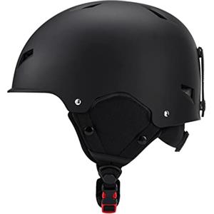 Striegro Casco da sci Casco da neve antivento regolabile per sport invernali Attrezzatura da sci all'aperto per uomo Donna Nero L.