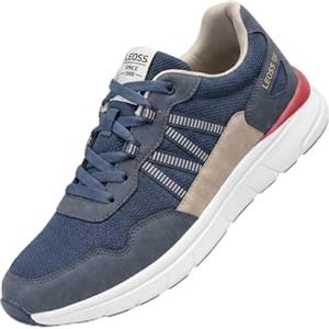 LEOSS ORIGINAL Sneakers Uomo Scarpe da Corsa Leggere Antiscivolo Stringate Stile Vintage per Allenamento e Ufficio(Blu Scuro, 42 EU, MLE260287-3)